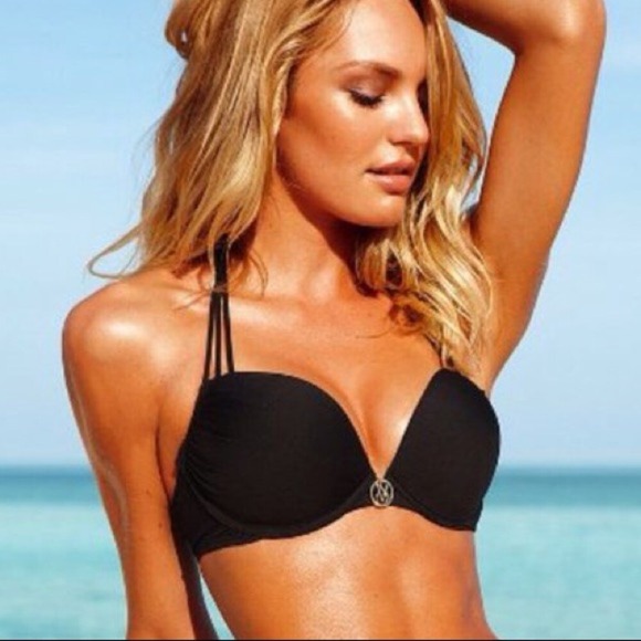 2 Pc Bikini Set Bombshell Halter Adds 2 Cups Black 32B  Small - Picture 4 of 10